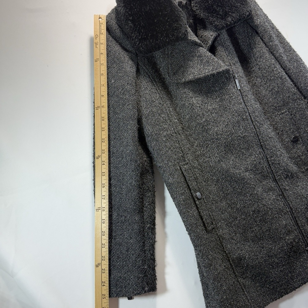 Kenneth Cole New York Women's S Wool Coat Gray Full Zip - Picture 3 of 13